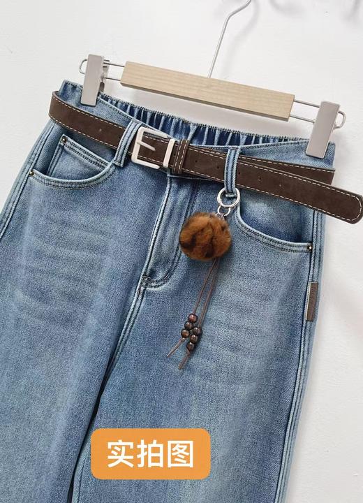 🔥🔥🔥【爆款牛仔】加厚密密绒～1190小个子款！高级感浅色牛仔软料冬季保暖哈伦牛仔裤-喜出 商品图4