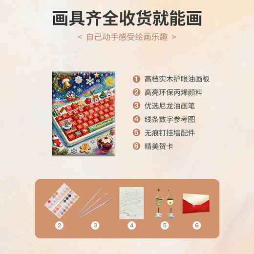【送实木内框+颜料+画笔】圣诞节diy数字油画手工填色治愈解压油彩客厅卧室装饰画 商品图3