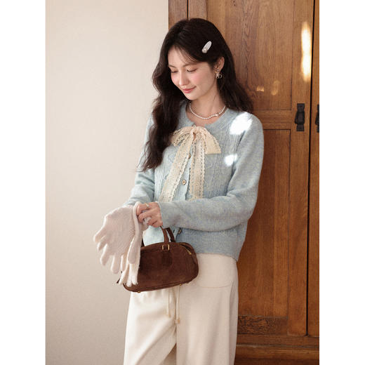 鹿向南【1217/20:00新品前1小时7折限量100件】灰绿色毛衣 商品图2