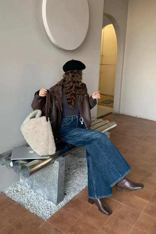 D121471冬日慵懒氛围感加绒阔腿牛仔裤藏肉显瘦女长裤 商品图3