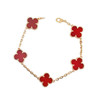 【98新】VCA梵克雅宝Vintage Alhambra系列VCARD3550018K黄金镶红玉髓四叶草红五花手链链长约19cm女士 051225NJS19 商品缩略图0
