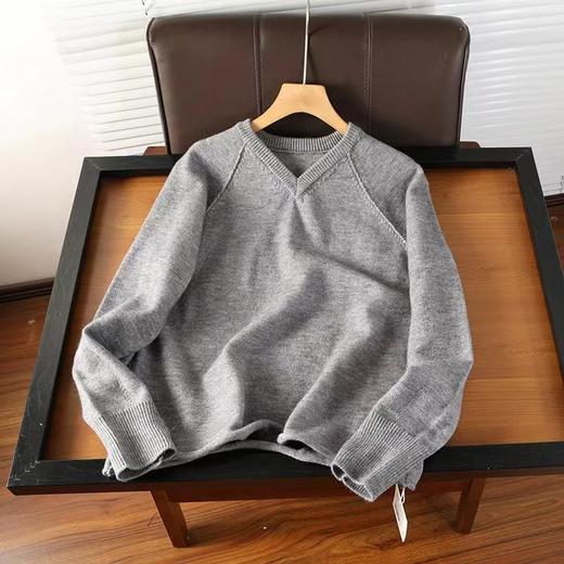 D121427卷边下摆V领插肩长袖宽松显瘦针织衫上衣女 商品图13