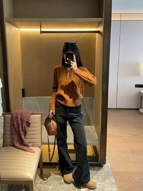 一店z 【植绒棉弹】IC小禾磨毛四面弹加厚高腰喇叭牛仔裤