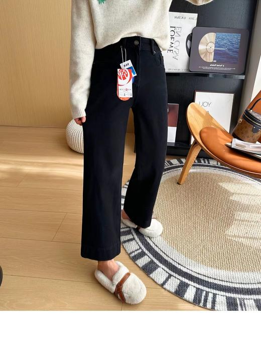 D121472巨显瘦四面弹直筒牛仔裤女秋冬厚宽松保暖阔腿裤 商品图7