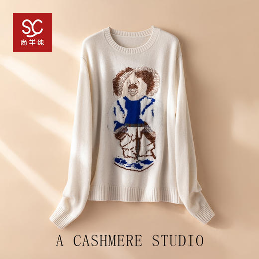 摩登小熊~100%纯山羊绒衫女加厚立体编织小熊圆领毛衣CYR25164 商品图4
