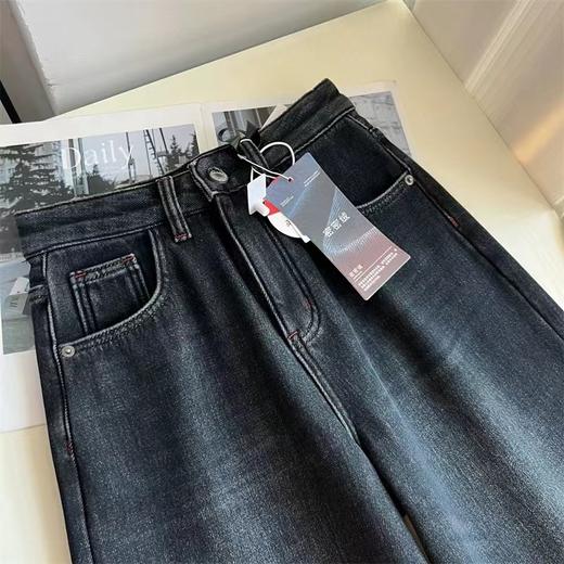 D121471冬日慵懒氛围感加绒阔腿牛仔裤藏肉显瘦女长裤 商品图14
