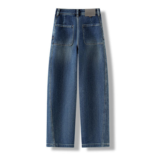 百媚生 秋冬加绒加厚保暖牛仔弯刀裤7879 商品图1