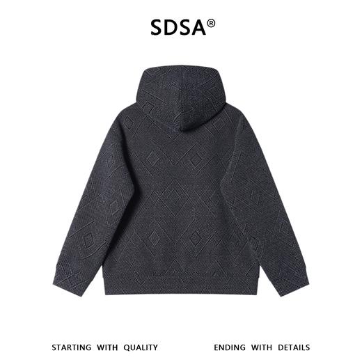 SDSA秋冬新款痞帅男装韩版提花菱形格拉链连帽卫衣百搭宽松上衣 商品图4