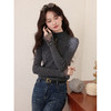 鹿向南「暮云绒间」木耳边镂空蕾丝拼接半高领针织衫打底衫女秋冬 商品缩略图1