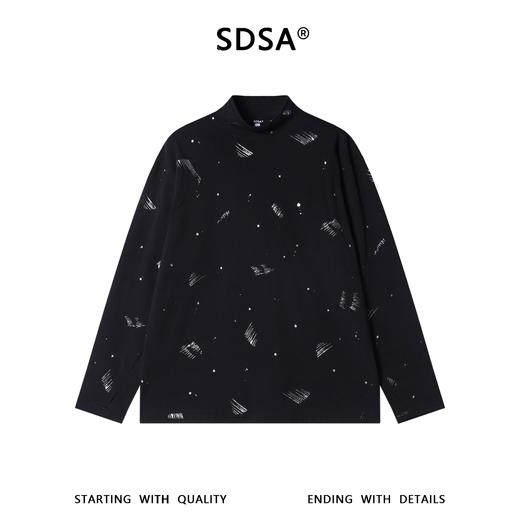 SDSA秋冬新款痞帅男装时尚泼墨印花立领长袖T恤百搭时尚打底衫 商品图0