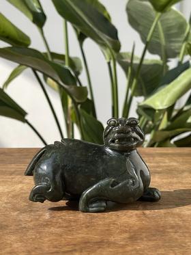 和田碧玉圆雕貔貅把玩件，顺丰包邮