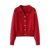 D121586法式红色设计感翻领针织开衫女2025新款新年软糯毛衣上衣 商品缩略图0