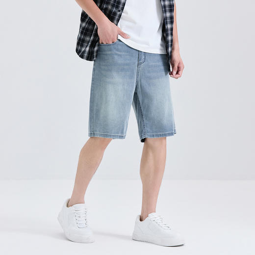 GXG男装【莱赛尔】25夏季舒适松紧腰牛仔休闲男式五分短裤K&C 商品图5