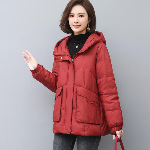 丁摩 休闲大码休闲连帽羽绒服女新款冬季女中长款羽绒外套洋气5ZF-363220 商品图3