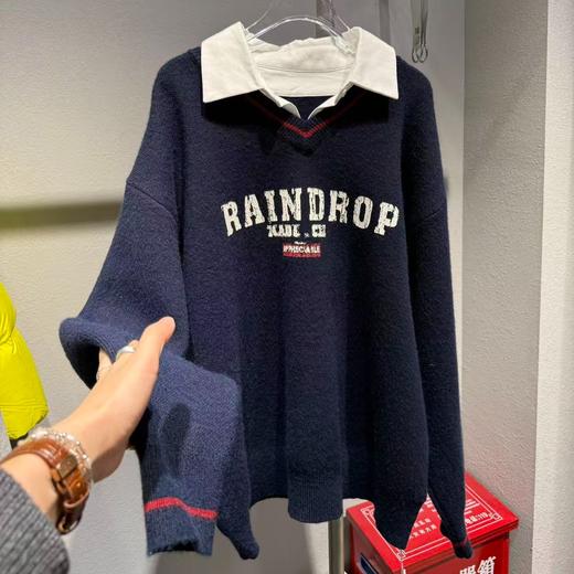 NC假两件翻领毛织上衣50924（蓝）冬季954011000321 商品图1