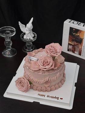 卡布奇诺复古鲜花蛋糕