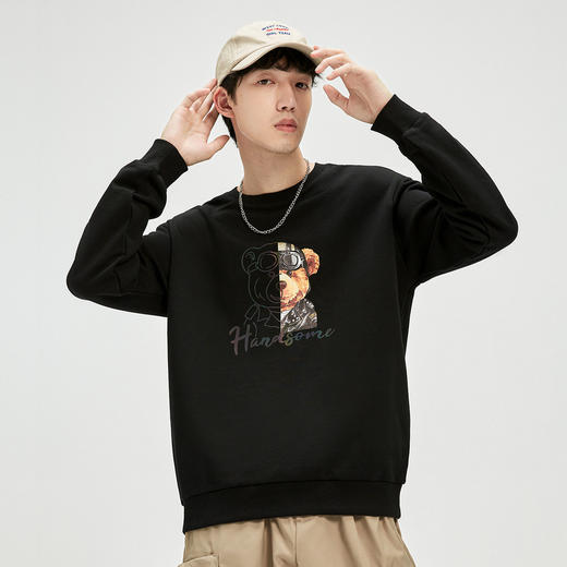 GXG男装【渐变小熊印花】秋季时尚百搭男士圆领卫衣纯棉休闲长袖K&C 商品图1