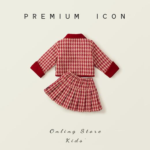 Hania2026年新年 女童夹棉加厚小香风套装冬季中小童红色千鸟格拜年服两件套90-140★ 商品图3