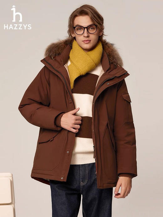 【秒杀价已调 直接拍】HAZZYS 哈吉斯 张晚意同款 毛毛领 中长 工装羽绒服 商品图5