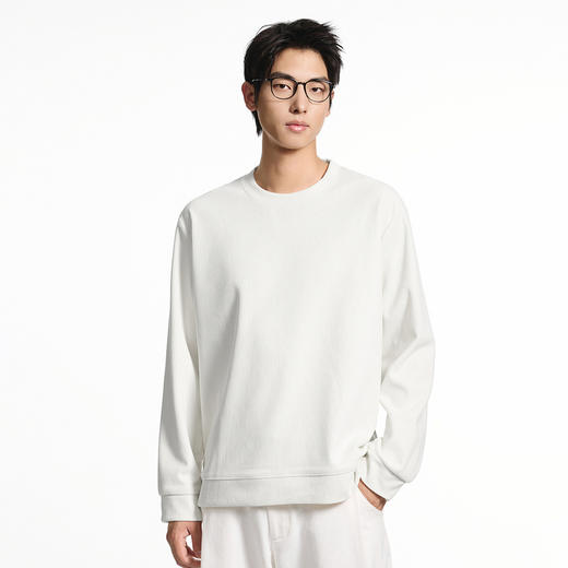 GXG男装【细腻亲肤】秋季时尚简约罗纹肌理圆领男式休闲卫衣K&C 商品图3