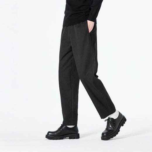GXG男装秋季时尚简约纯色舒适松紧腰头直筒裤男式系绳休闲长裤K&C 商品图1
