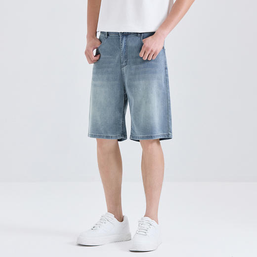 GXG男装【莱赛尔】25夏季舒适松紧腰牛仔休闲男式五分短裤K&C 商品图6