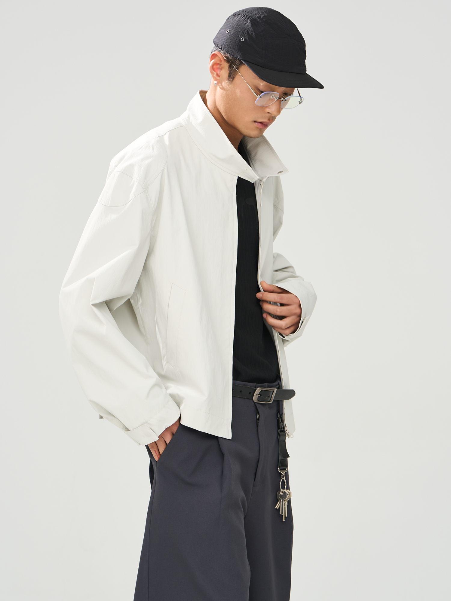 【一口价不退换 买六免一】ANTIOFF 暗格纹纸感肌理立领廓型夹克