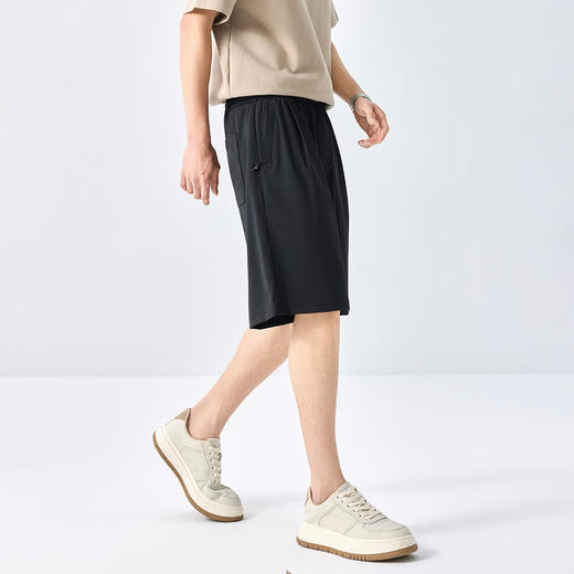 GXG男装25夏季时尚隐形拉链五分运动裤宽松直筒男式休闲短裤K&C 商品图2