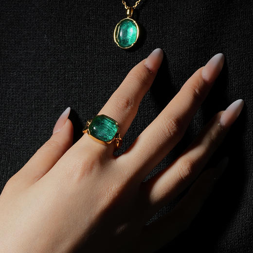 北京仓｜Goossens Paris-CABOCHONS-绿色 梭形交叉 岩石水晶 戒指［法国设计师］ 商品图8