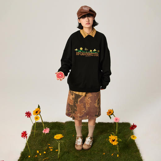 NPC潮牌重磅430G刺绣小花圆领卫衣男潮流百搭秋新款套头NP47ST21 商品图2