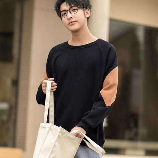 GXG男装秋季时尚撞色拼接运动休闲男式圆领长袖卫衣K&C 商品图2