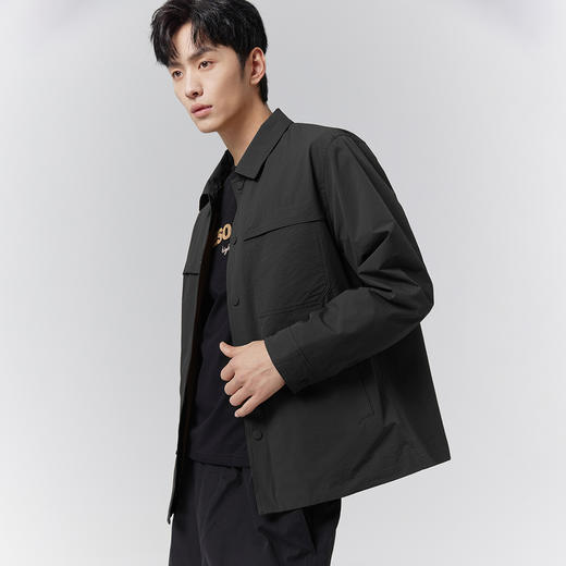 GXG男装【微皱肌理】25春季时尚简约翻领百搭休闲工装男式夹克K&C 商品图9