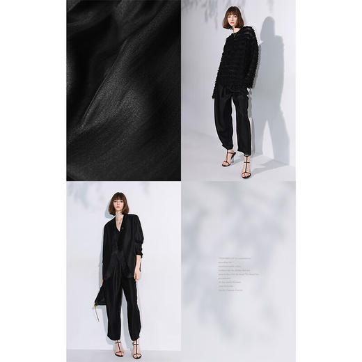 COCOBELLA职场通勤廓形气质黑色西裤女珠光人丝烟管裤PA547B 商品图1