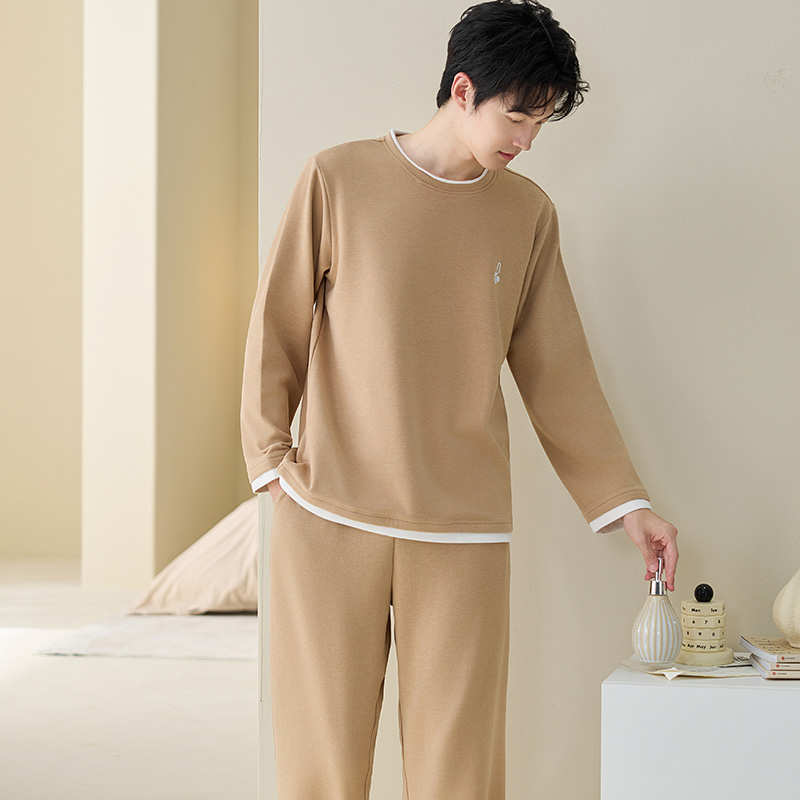 【MUMIANER牧棉儿--羊毛蚕丝情侣家居服套装】细腻柔顺软感织造 高密编织高暖度 宽松慵懒高弹力