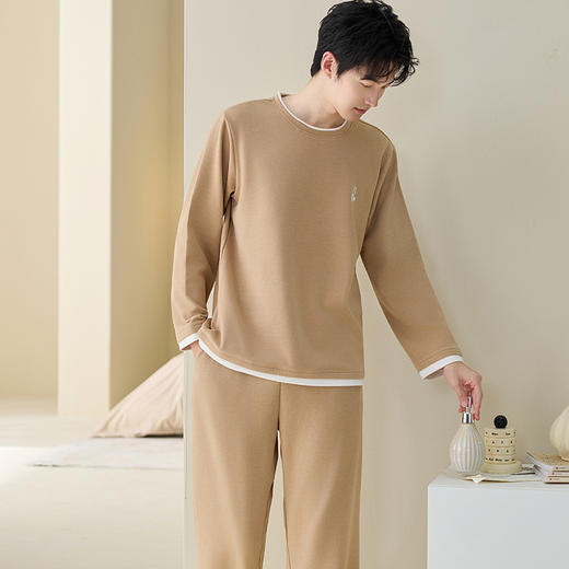 【MUMIANER牧棉儿--羊毛蚕丝情侣家居服套装】细腻柔顺软感织造 高密编织高暖度 宽松慵懒高弹力 商品图0