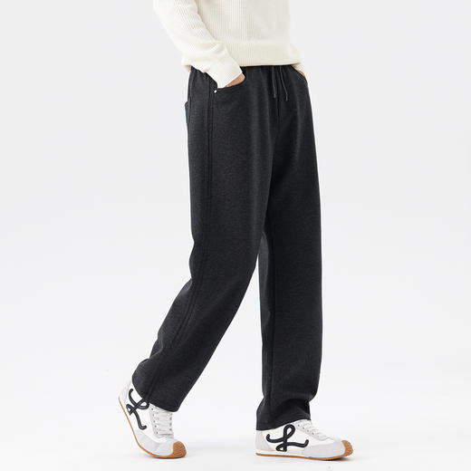 GXG男装25秋季时尚松紧腰系绳舒适亲肤弯刀裤宽松直筒男式休闲裤K&C 商品图8