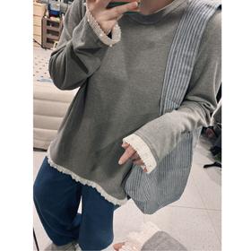 25AW上新 蕾蕾同款【珍珠T！】下摆拼蕾丝小珍珠圆领宽松内搭上衣T恤