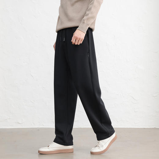 GXG男装25秋季弹力松紧腰系绳棉感舒适亲肤直筒通勤男式休闲长裤K&C 商品图2