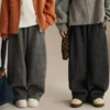 智妙屋儿童加绒弯刀裤秋冬裤保暖冬季系带男女童休闲风纯色休闲裤100-170 商品缩略图0