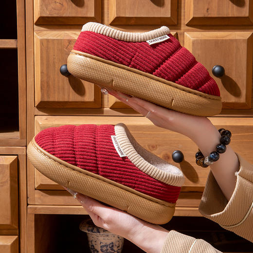 丁摩 棉鞋冬季女款加绒室内防滑保暖加厚包跟秋男女情侣棉拖鞋外穿5ZF-25437 商品图2