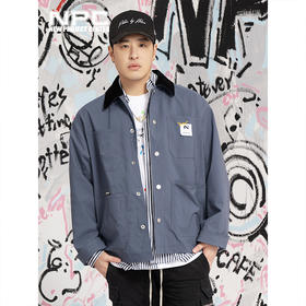 NPC潮牌灯芯绒翻领撞色外套复古工装秋季情侣夹克外套NP36TJ31