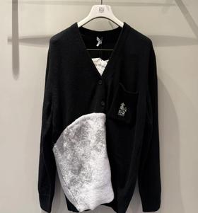 女款拼接针织开衫毛衣he014