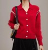 D121586法式红色设计感翻领针织开衫女2025新款新年软糯毛衣上衣 商品缩略图5