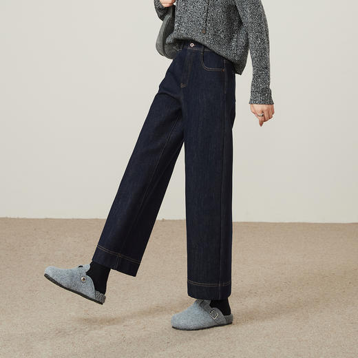 【厚绒-九分阔腿裤】逸阳冬加绒加厚保暖宽松显瘦小个子牛仔裤8344 商品图12