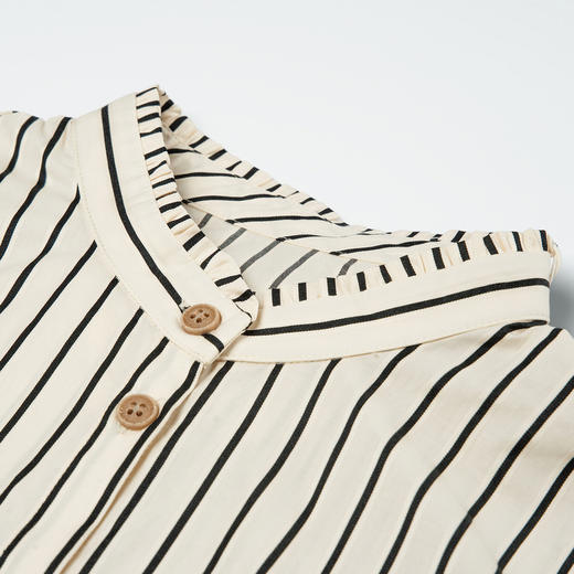 谜底条纹衬衫长袖2026春季新品优雅浪漫全棉廓形衬衣女265MC5023 商品图3