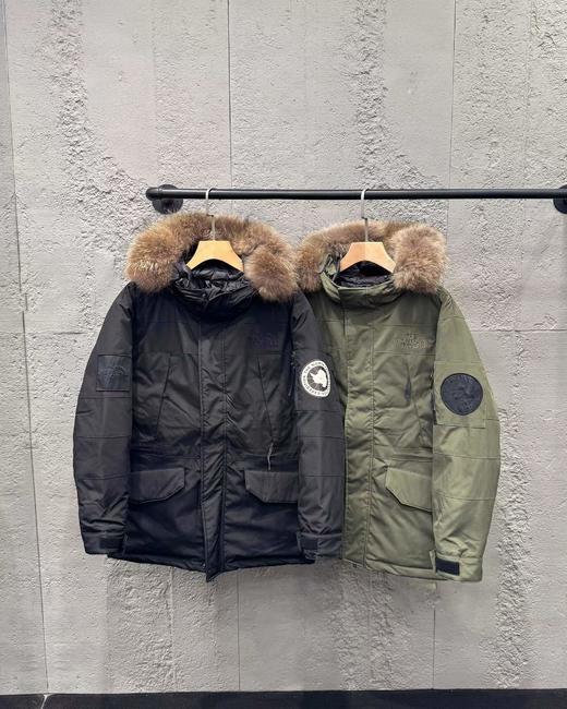 D121540休闲机能工装风纯色毛领连帽中长款滑雪服极地羽绒服男女同款 商品图0