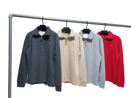 D121550彩标小马刺绣纯色半拉链针织卫衣男女同款 商品图0