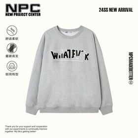 NPC潮牌字母贴布线迹绣花休闲圆领卫衣高克重宽松男潮流NP41ST22