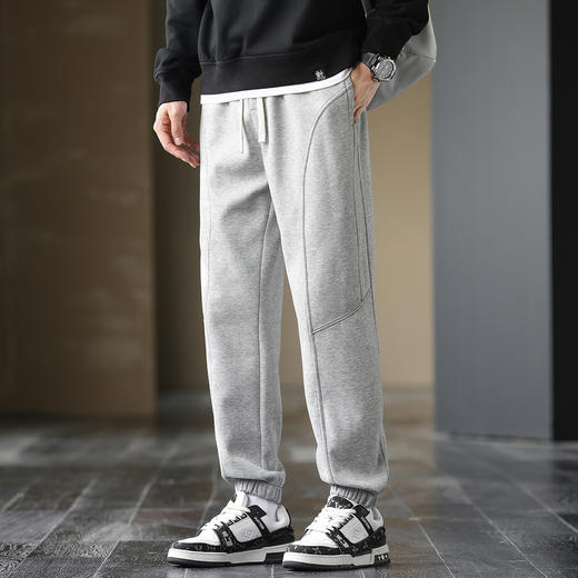GXG男装25春季时尚线条感显高显瘦运动宽松男式休闲束脚长裤K&C 商品图2
