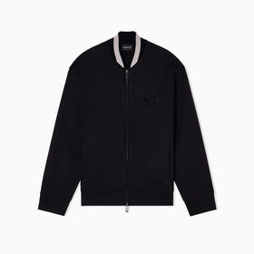 EMPORIO ARMANI 阿玛尼 男士鹰形徽标贴片双面针织拉链卫衣 黑色 EM002877 AF17545 UC001